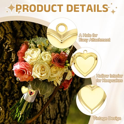 MECCANIXITY Custom Photo Locket Charm, Copper Retro Picture Locket Pendants for DIY Memorial KeyChains Necklace Bracelet Jewelry Making - color: Gold, style: Simple Heart