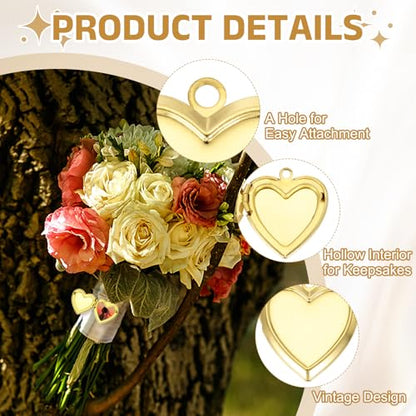MECCANIXITY Custom Photo Locket Charm, Copper Retro Picture Locket Pendants for DIY Memorial KeyChains Necklace Bracelet Jewelry Making - color: Gold, style: Simple Heart