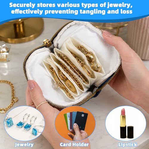 1 PCS Peacock Blue Travel Jewelry Case Organizer, Portable Travel Jewelry Organizer, Jewelry Pouch for Journey Rings Crystal Bracelet Organizer with Tassel Zipper