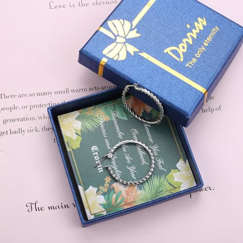 Cable Hoop Earring for Women Light-Weight Twisted Italian Design Round Hoop Earrings Diameter 25mm - color: silver