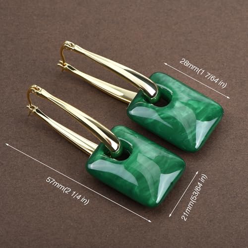 Multicolor Acrylic Dangle Hoop Earrings for Women, 2-Way Detachable Geometric Statement Earrings, Lightweight Fashion Jewelry Gifts - color: Green