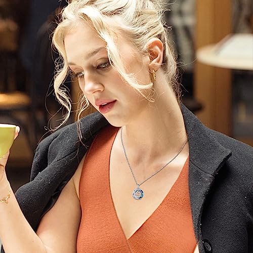 JUSTKIDSTOY Birthday Gifts for Women Girls 925 Sterling Silver Celtic Moon Star Necklace with Blue Crystal Pendant Jewelry for Sister Friends - style: 40th