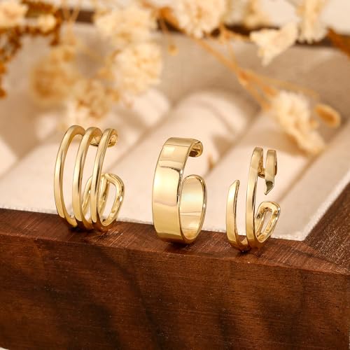 Star 14K Gold Plated Ear Cuff Earrings for Women Non Piercing, Dainty Silver Plated Clip on Cartilage Ear Cuff Non Pierced Trendy CZ Northstar Starburst Sparkling Climber Clawer Earring Jewelry - style: Style-2