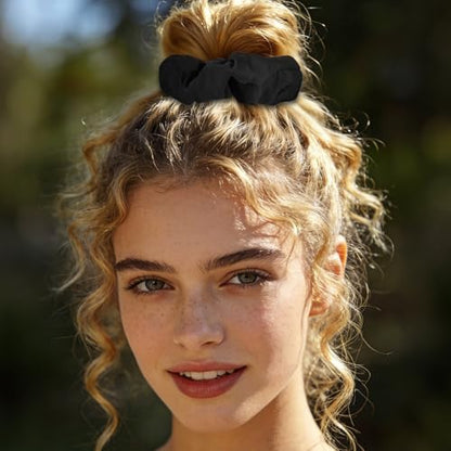 Jaciya Satin Scrunchies for Women Black Hair Scrunchies Elastic Hair Ties | 24 Pack Elastic Hair Ties for Ponytails and Buns - color: Black