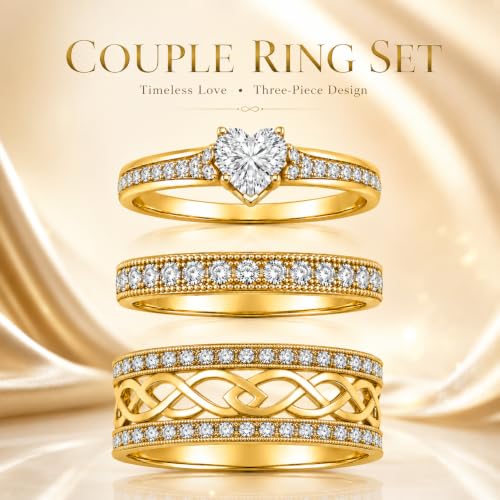 3Piece Moissanite Ring Set for Couples 925 10K 14K 18K Moissanite Wedding Ring - style: Ring 1