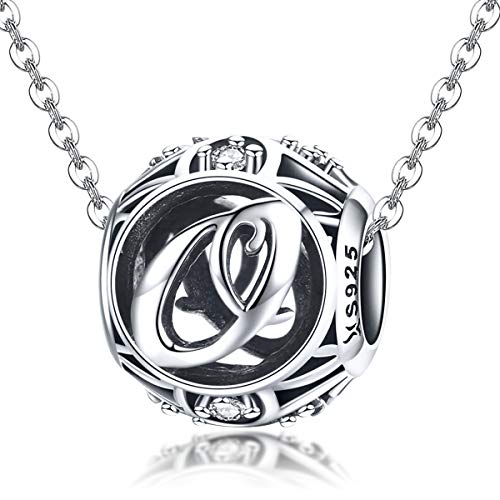 Letter Charms 925 Sterling Silver Initial A-Z Bead Charms | For Bracelets Necklaces, Hypoallergenic,Cubic Zirconia Alphabet Beads, Personalized Gifts for Women - color: O