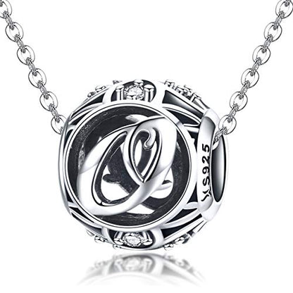Letter Charms 925 Sterling Silver Initial A-Z Bead Charms | For Bracelets Necklaces, Hypoallergenic,Cubic Zirconia Alphabet Beads, Personalized Gifts for Women - color: O