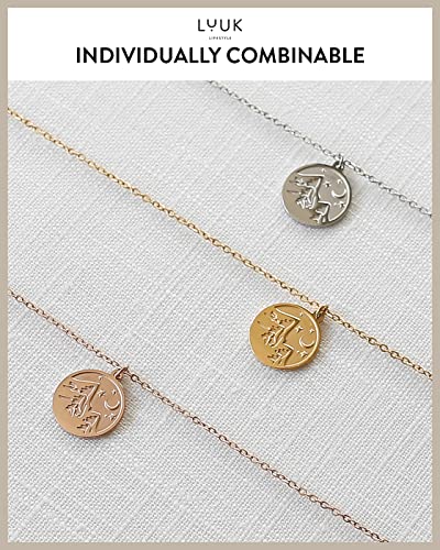 LUUK LIFESTYLE Stainless steel necklace with pendant and HAPPINESS card, 20” adjustable length, lucky charm, friendship chain, Valentine's Day gift, birthday, women's jewelry, silver, gold, rosegold - color: Gold, size: Mountain