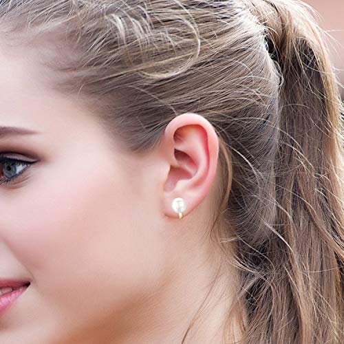 YOQUCOL Simulated Freshwater Pearl Clip On Earrings Not Pierced Elegant Stud Jewelry For Women - color: 8MM-Golden