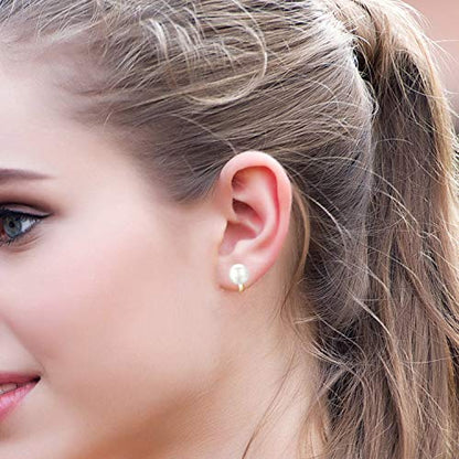 YOQUCOL Simulated Freshwater Pearl Clip On Earrings Not Pierced Elegant Stud Jewelry For Women - color: 8MM-Golden