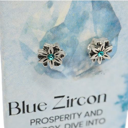 Birthstone Earrings: Handmade Necklace Flower Pendant with Colored Crystal - Gift for Mom, Daughter, BFF, Sister, Granddaughter, Niece - style: December