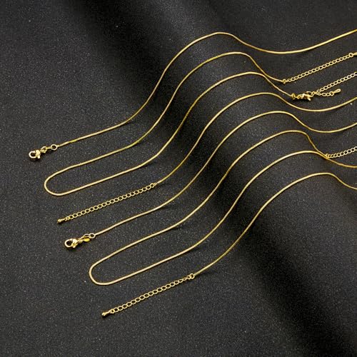 YOUBEIYEE 10PCS 18 Inches Adjustable Gold Plated Small Box Necklaces Bulk | for Women Jewelry Making DIY - color: Gold Box
