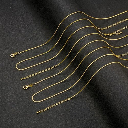 YOUBEIYEE 10PCS 18 Inches Adjustable Gold Plated Small Box Necklaces Bulk | for Women Jewelry Making DIY - color: Gold Box
