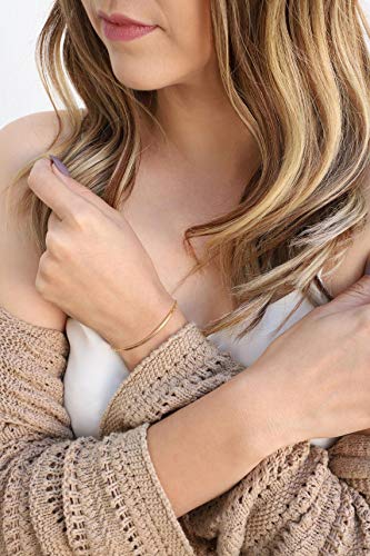 PERNNLA PEARL Dainty Gold Bar Bracelet for Women Simple Delicate Thin Cuff Bangle Hook Bracelet 18K Gold Plated Handmade Minimalist Jewelry - color: 1.Bar Bracelet
