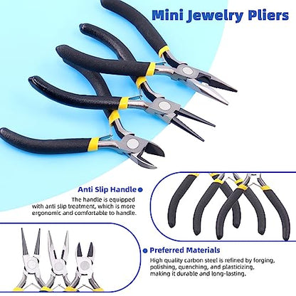 Glarks 951Pcs Making Supplies Kit with Jewelry Tools, Includes Pliers, Jewelry Wires, Jewelry Findings for Jewelry Making and Repair - size: 950pcs