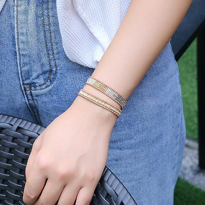 KELITCH Women Pearls Friendship Bracelets Handmade Blue Seed Bead Leather Wrap Bracelet Fashion Jewelry - color: C
