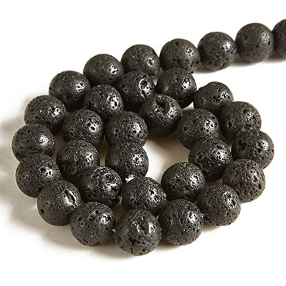 100pcs 6mm Black Lava Beads Natural Gemstone Beads Round Loose Beads for Jewelry Making - color: Black Lava, size: 6mm
