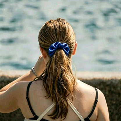 Silk Hair Ties Ponytail Holder Hairs Bow Ropes Elastics Hairtie Accessories Wide 0.8inch on Hair No Damage No Crease for Women Curly Thick Wavy Hair(30Pcs Royal Blue) - color: Royal Blue