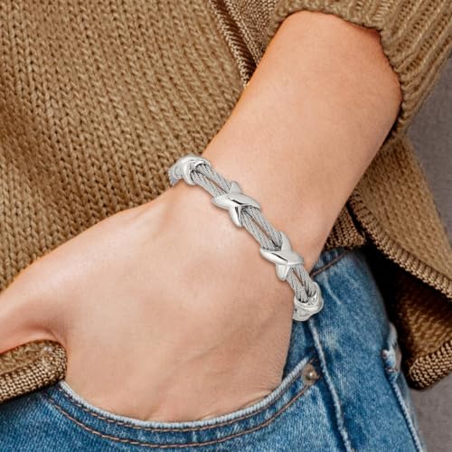 Chisel Cable X Design Cuff Bangle in Stainless Steel, 10mm