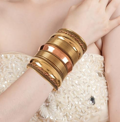 Touchstone Indian Bollywood Handcrafted Slip In Easy To Wear Stylish Wrist Enhancer Designer Broad Jewelry Cuff Bracelet For Women and Men. - style: Braided Wonder Woman