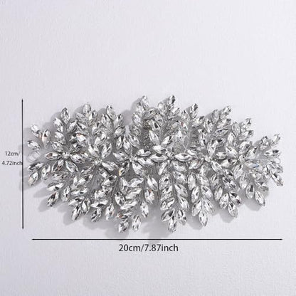 Bridal Rhinestone Hair Comb Large Rhienstone Wedding Headpiece Handmade Crystal Hair Comb for Bride Wedding Hair Accessories for Women (silver) - color: silver