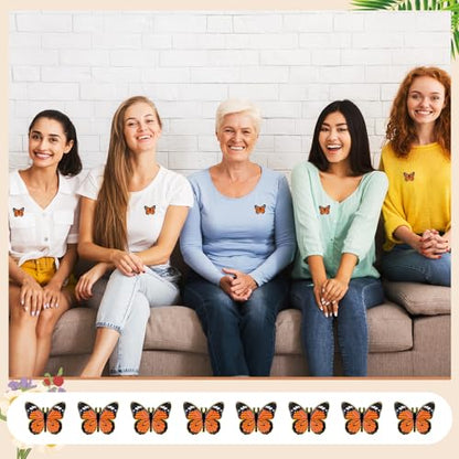 Sayglossy 30 Sets Monarch Butterfly Pins on Cards Bulk Enamel Butterfly Brooches Mother's Lapel Pins for Women Girl Gifts - style: Colorful Monarch Butterfly