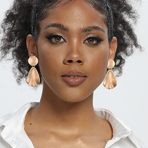 FANZE 2-3 Pairs Clip on Earrings Drop Earrings Set,Big Matte Gold Earrings Statement Earrings Jewelry Gift for Women - color: Set-2