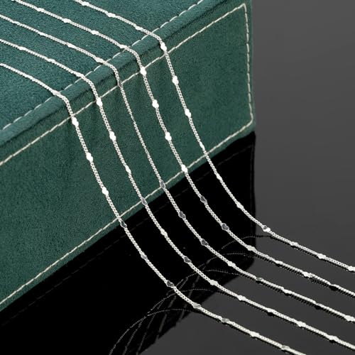 UMAOKANG 10 Meters Silver Chains for Jewelry Making, Silver Plated Brass Flat Heart Curb Link Chain Women Necklace Bracelet DIY Jewelry Chains Bulk - color: Silver Heart