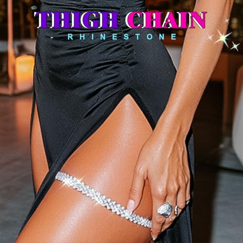 Rhinestone Thigh Garter Silver Thigh Chain Jewelry for Women | Crystal Body Chain for Party Nightclub