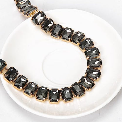 ILuvatar Green Glass Diamond Chain Belt - Metal Women's Western Style Dress Belt - color: Rs-bk