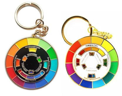 Color Wheel Pin Enamel brooch Spinning Wheel Christmas Gift art pin backpack lapel kawaii pins - style: colour wheel keychain-white+black