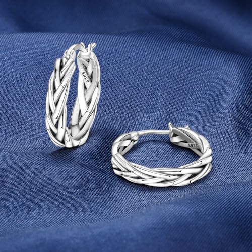 Floral Hoop Earrings 925 Sterling Silver with 14K Gold Plating – Lightweight CZ Flower Hoops | Hypoallergenic Jewelry for Women | Gift Box + Polishing Cloth - color: 21mm knitting earrings