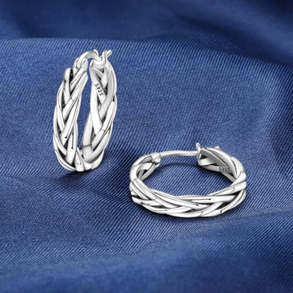 Floral Hoop Earrings 925 Sterling Silver with 14K Gold Plating – Lightweight CZ Flower Hoops | Hypoallergenic Jewelry for Women | Gift Box + Polishing Cloth - color: 21mm knitting earrings