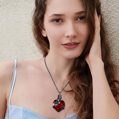 Gothic Necklace 18K Black Gold Plated Black Rose Rib Cage Heart Crystal Pendant Necklace Goth Skull Skeleton Jewelry Gifts for Women Halloween Gothic Party - color: Black Rose- Urn