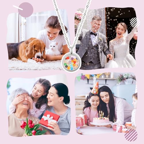 UNICRAFTALE Memory Locket Pendants with Necklace Stainless Steel Floating Locket Pendants Glass Photo Frame Pendant for Christmas Jewelry Making - color: Stainless Steel