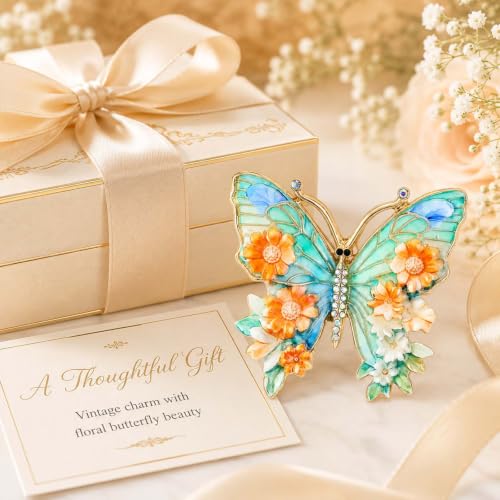 Butterfly American Flag Brooch Pin for Women Sparkly Crystal Red Blue Butterflys Brooches Pins Colorful Enamel Butterfly Statement Pin Patriotic Jewelry Accessorie Gifts - color: Green