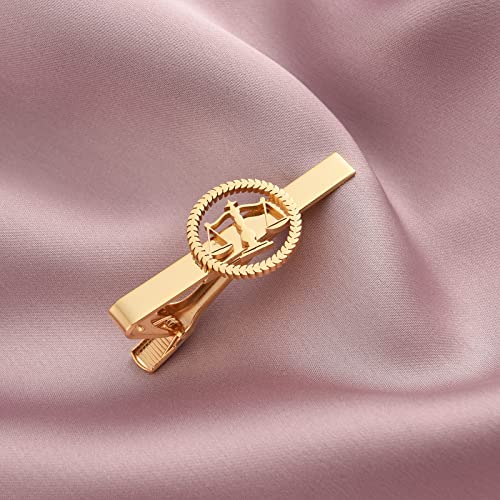 TINGKU Attorney Lawyer Cufflinks and Tie Clip for Men Gifts Scales of Justice Cuff links Tie Clasp Father in Law Enforcement Suit Shirt Jewelry - style: Tie Clip Gold