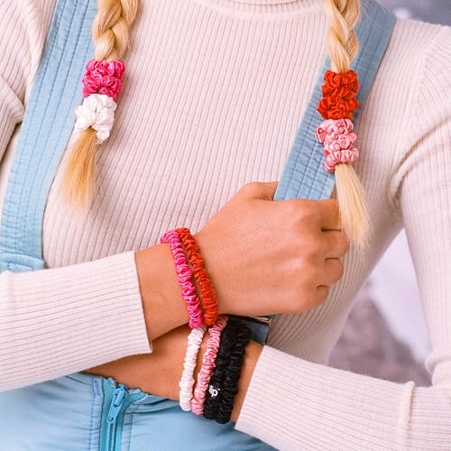 slip Skinny Scrunchies in Holiday Cracker Packaging: Anti-Crease, Anti-Breakage Slipsilk™ Design Protects Delicate Hair | Includes 10 Pure Silk Scrunchies, Jean - color: Jean