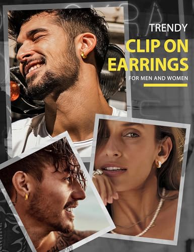 Jstyle Mens Clip On Hoop Earrings, Non Piercing Huggie Hoops for Men Women | Stainless Steel Hoops for Non-Pierced Ears, 14K Gold Plated/Silver Fake Earrings for Halloween/Party, Christmas Jewelry Gift - color: Gold