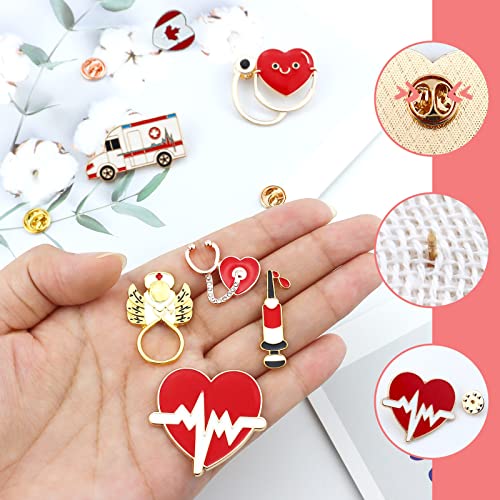 Cute Medicine Enamel Lapel Pin Set, LEEFONE 7 PCS Cartoon Stethoscope Heart Beat Badges Brooch Pins for Doctor Nurse Medical Students Clothing Bags Women Men