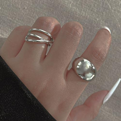 Roe Dolph Chunky Gold Rings for Women Stackable Statement Ring Set | Mixed sculptural shapes and polished surfaces create bold stacking combinations for parties dinners and everyday outfits - color: B1