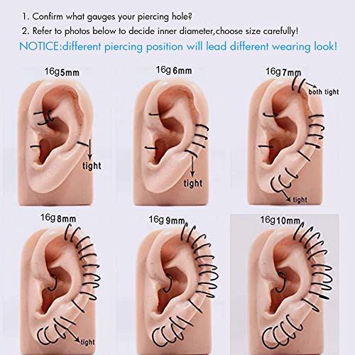 OUFER Gold Hinged Segment Earring Hoop 16G Stainless Steel with Cartilage Earrings Clear CZ Paved Tragus Helix Earrings Cartilage Earring Septum Nose Ring Hoop - color: Gold,16g,5mm