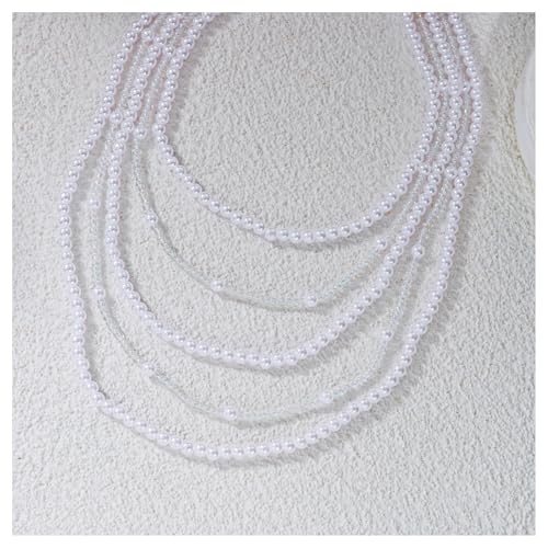Multi Layer Pearl Beaded Arm Chain, Dainty Crystal Tassel Upper Arm Cuff Bracelet, Adjustable Bead Shoulder Body Chain Jewelry for Women Wedding Party Evening Prom Accessories
