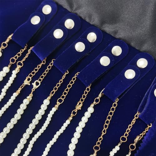 Travel Roll Bag Jewelry Display Storage Organizer Multi-function Velvet Pouch (Blue) - color: Blue