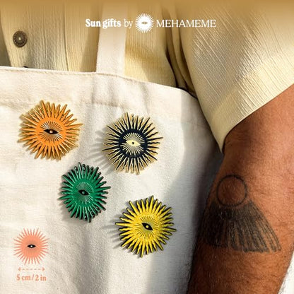 Set of 4 Sun Enamel Lapel Pin - A Thoughtful Gift for Best Friend and Loved One - A Unique Message on Each Pin