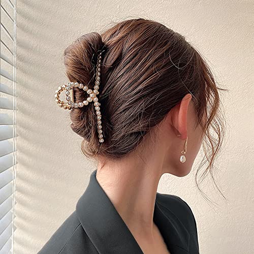 Hair Claw, Pearl Hair Clip, Strong Hold Hair Jaw Clips for Thick Hair, Fashion Hair Clips Accessories Gift for Women Girls Daughter Girlfriend - color: Small pearl hairpin