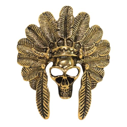 HETICA Vintage Animal Dragon Skull Wolf Crown Lion Brooch for Men Women Suit Tie Dress Lapel Pin Fashion Jewelry - style: Vintage Gold Skull Indian Head