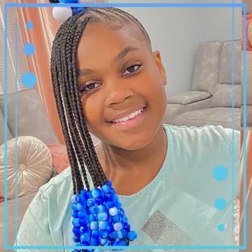 NAISKA 90Pcs Deep Blue Kids Hair Beads Small Hair Beads for Kids Round Beads for Hair Girls Dreadlock Beads Cute Mini Pony Beads Acrylic Loc Beads Beaded Hair Clips Accessories - color: Blue