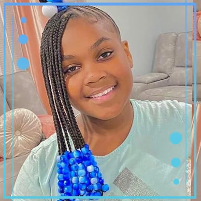 NAISKA 90Pcs Deep Blue Kids Hair Beads Small Hair Beads for Kids Round Beads for Hair Girls Dreadlock Beads Cute Mini Pony Beads Acrylic Loc Beads Beaded Hair Clips Accessories - color: Blue