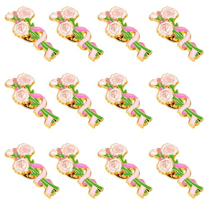 12 Pcs Red Rose Flower Enamel Lapel Pin, 1.5 inch Metal Badge Brooch for Women Men Clothes Bags Hats - style: Carnation